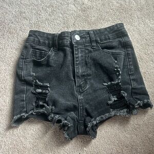 SHEIN Black Ripped Denim Shorts